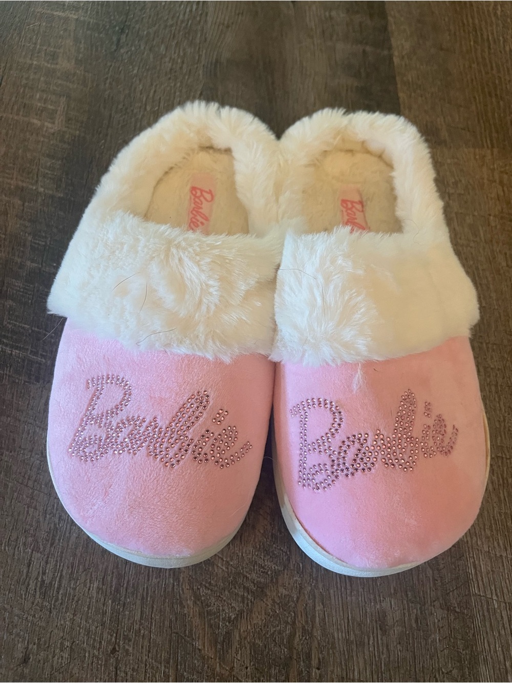 Barbie Pink Fuzzy Slip-On Slippers